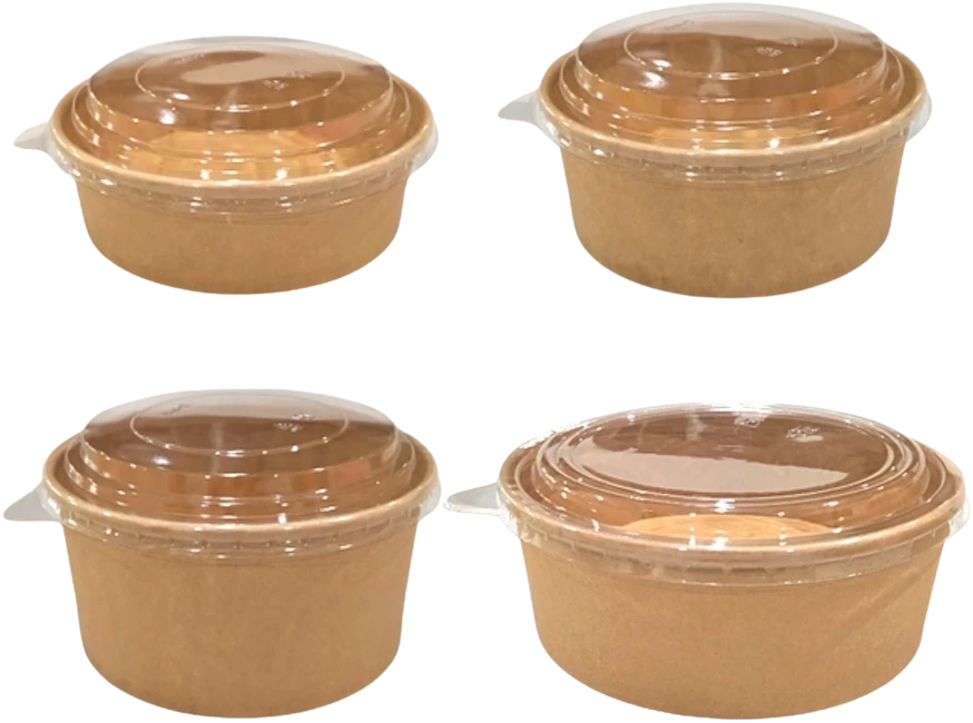 Bowls kraft con tapas transparentes