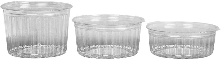 Potes plásticos transparentes en distintos tamaños